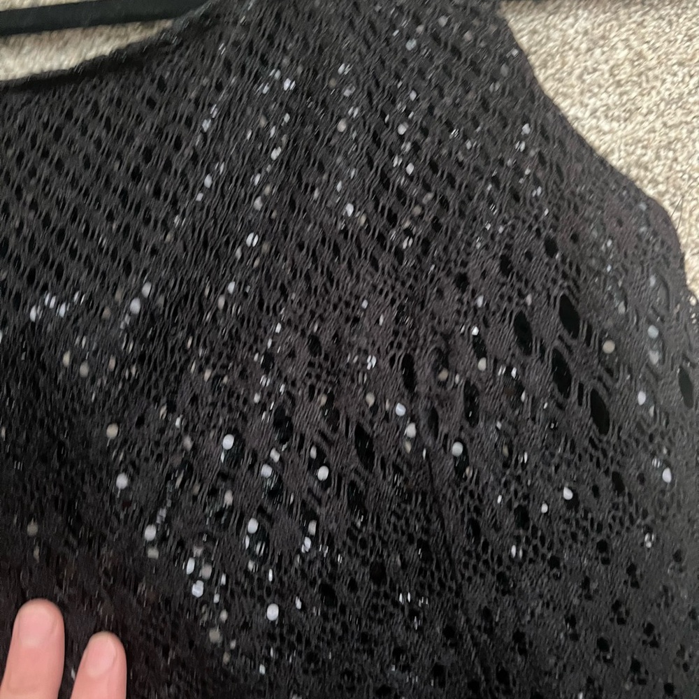 Molly Malloy vintage black dress • sparkle underneath and knit on top • size 16 - Picture 2 of 4